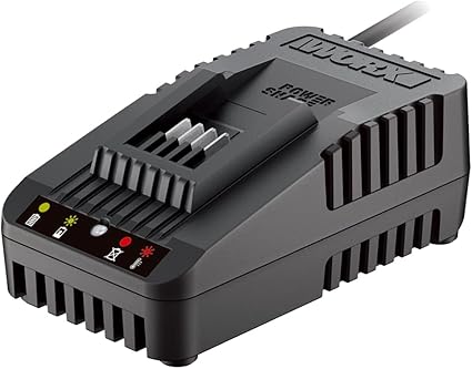 WORX WA3880 Cargador Rápido 20V PowerShare para Baterías WORX de 20V, Ligero, con Indicador de Carga y Protección contra Sobrecarga [Clase de eficiencia energética A+]