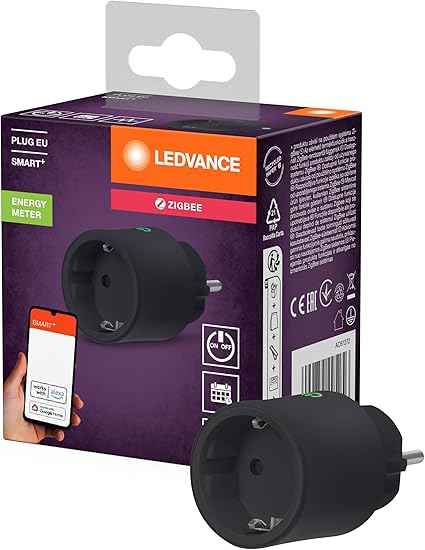 LEDVANCE SMART+ Enchufe inteligente para interiores con tecnología ZigBee, integra dispositivos tradicionales en el hogar inteligente, compatible con Alexa o Google, negro, paquete de 1