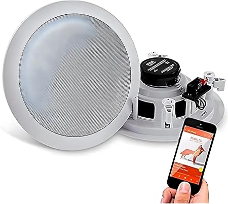 Pyle Altavoces empotrables, Bluetooth, Pared, Techo, 6.5”, 150W, Dos vias, Estereo, Estereo, Rejilla Redonda/Cuadrada Intercambiables