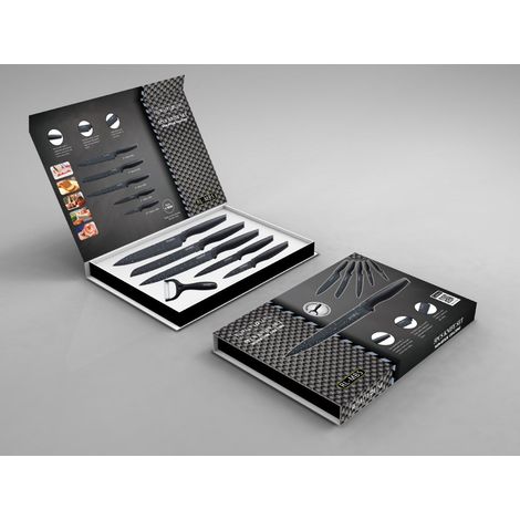 Royalty line rl mb5 juego de cuchillos con revestimiento antiadherente 5pzs negro