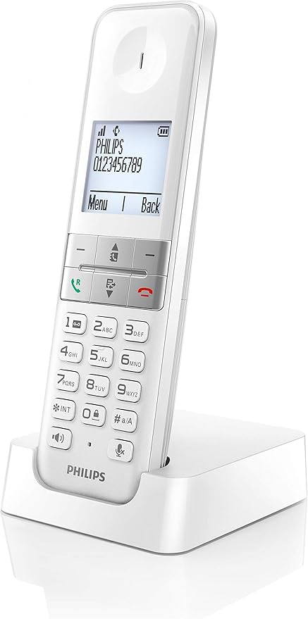 Philips D4701B/34 - Teléfono Fijo Inalámbrico, 16h de Conversación, Retroiluminación, HQ-Sound, Manos Libres,